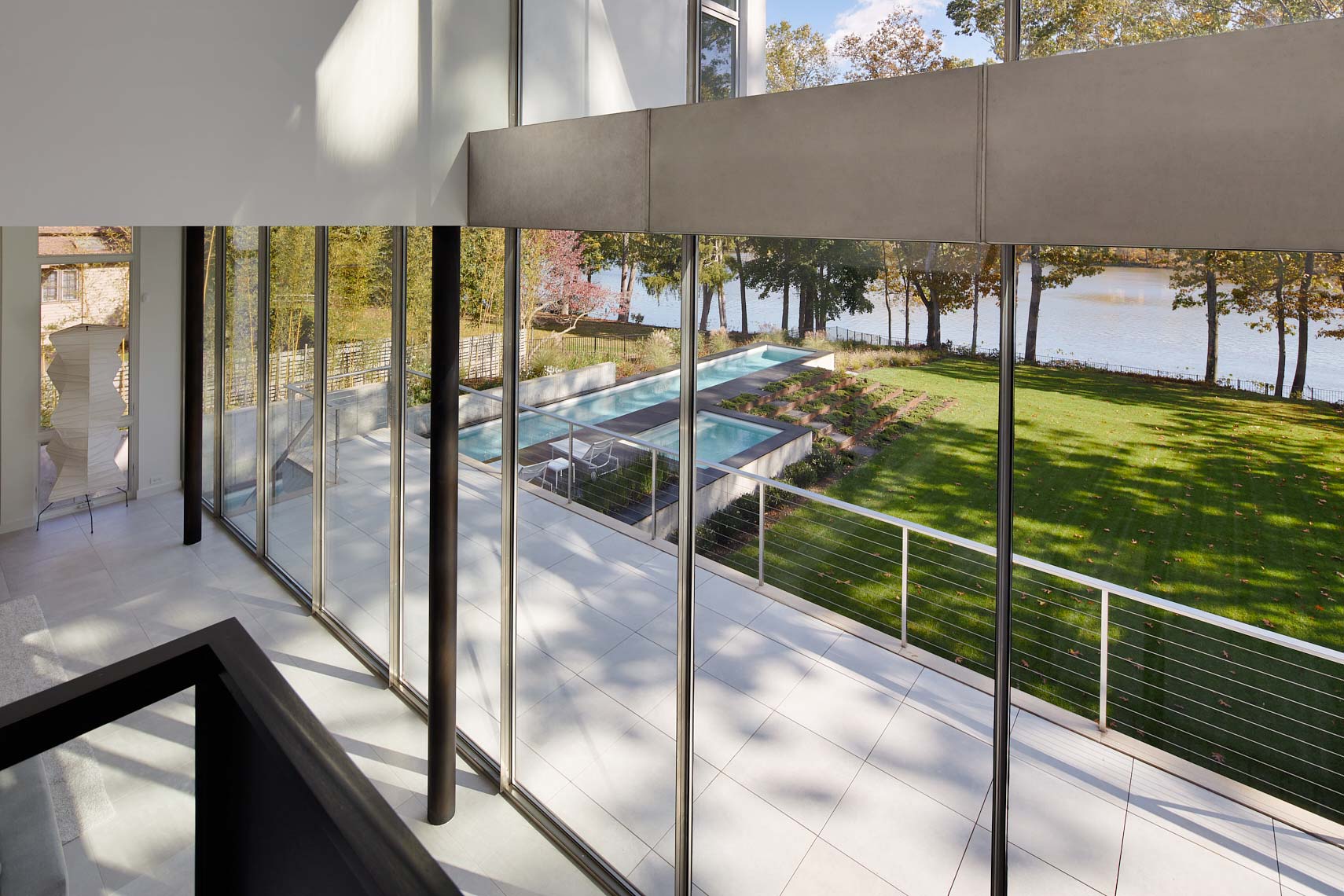 Modern Lake House - Living Room - Glass Wall