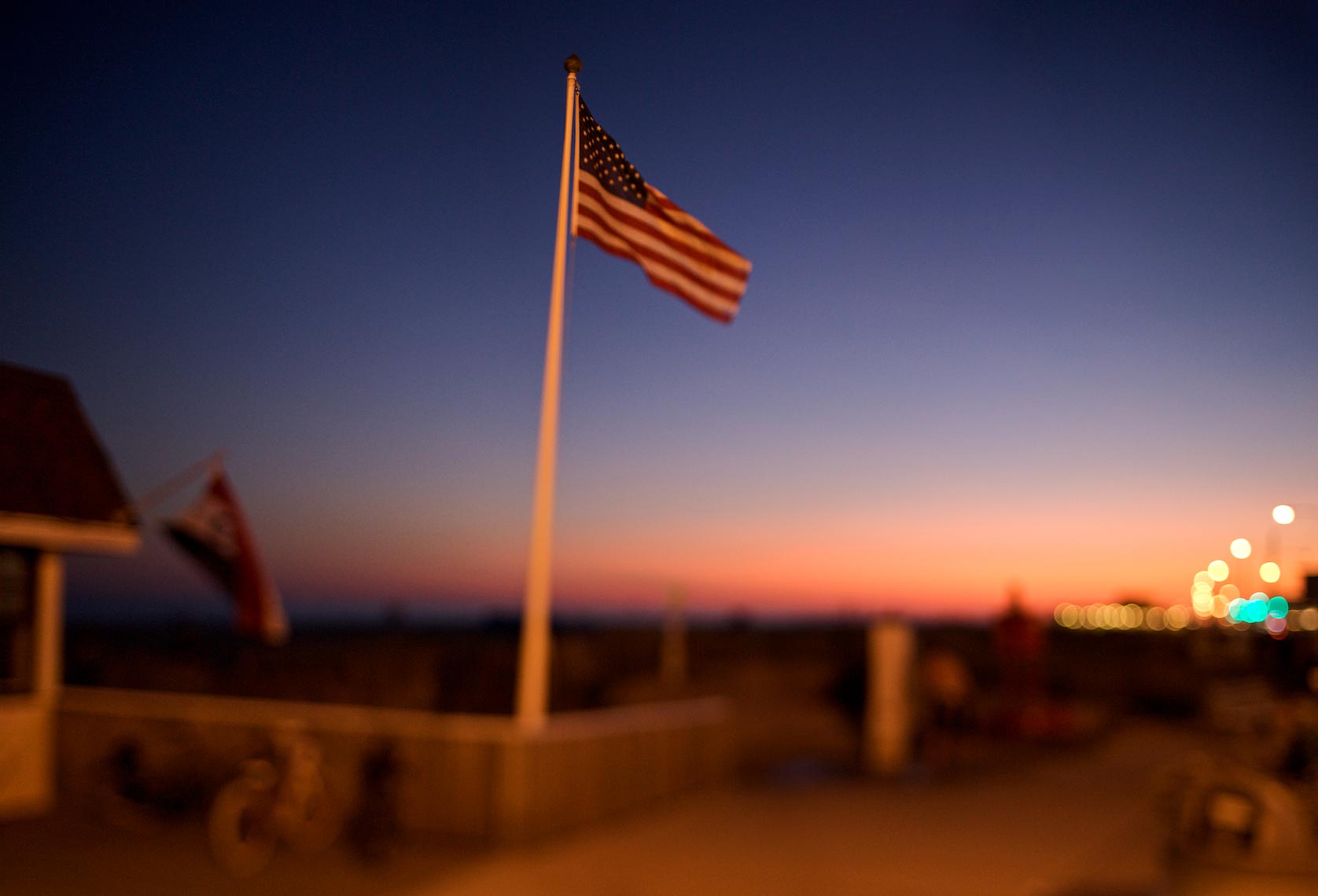 Cape May, New Jersey - Boardwalk Flag at Dusk